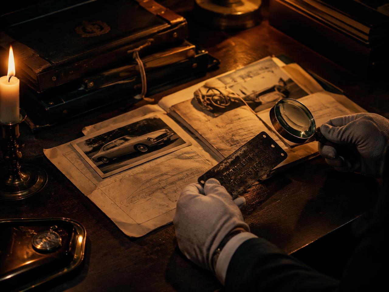 Marque Heritage specialist verifying a classic car's provenance documents and chassis plate